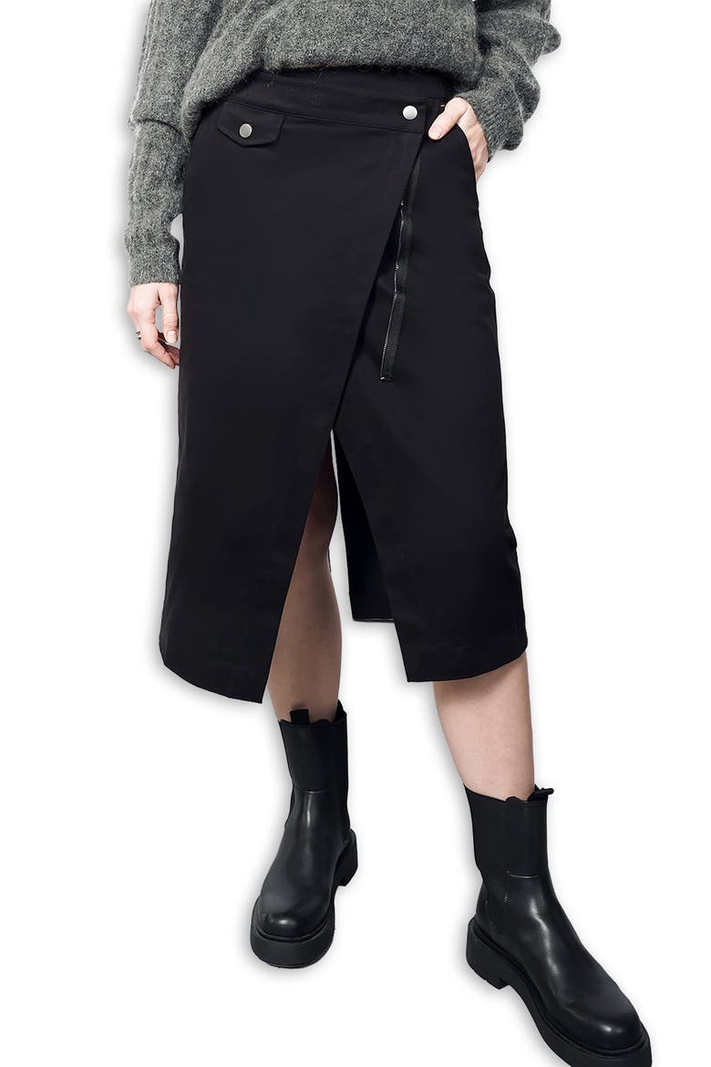 The Essential Utility Wrap Skirt, Main, color, BLACK