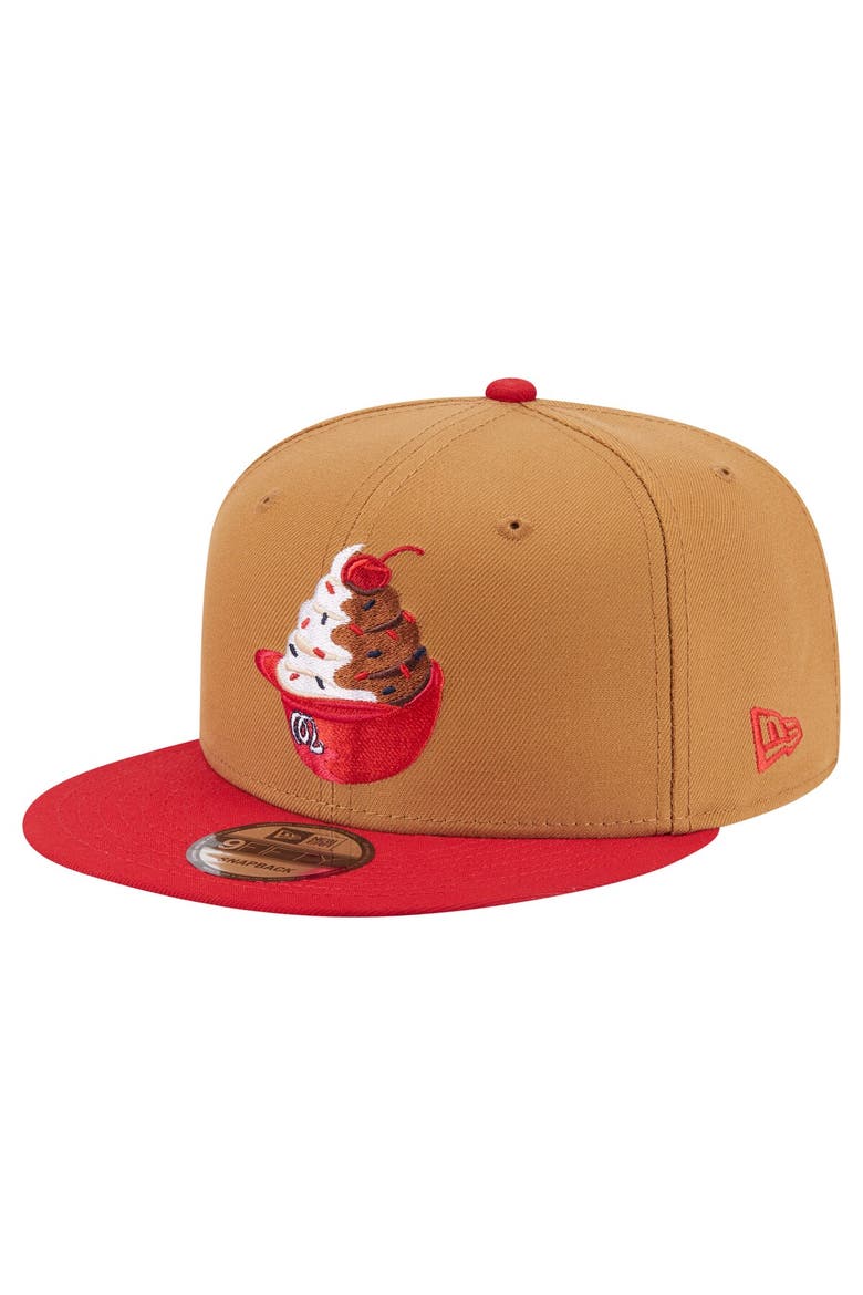 Men's New Era Khaki/Red Washington Nationals Ice Cream 9FIFTY Snapback Hat, Alternate, color, Khaki