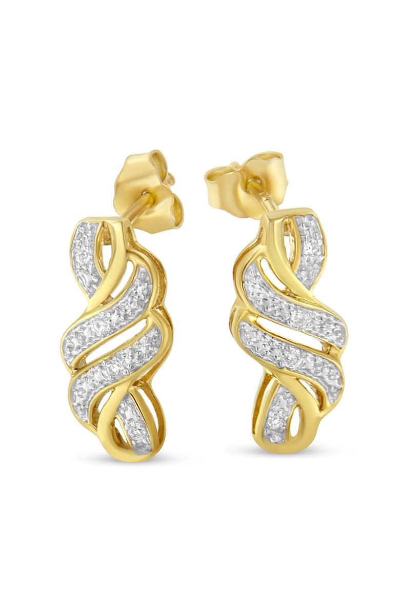 Haus of Brilliance Yellow Plated Silver Round Diamond Swirl Earrings, Alternate, color, Yellow