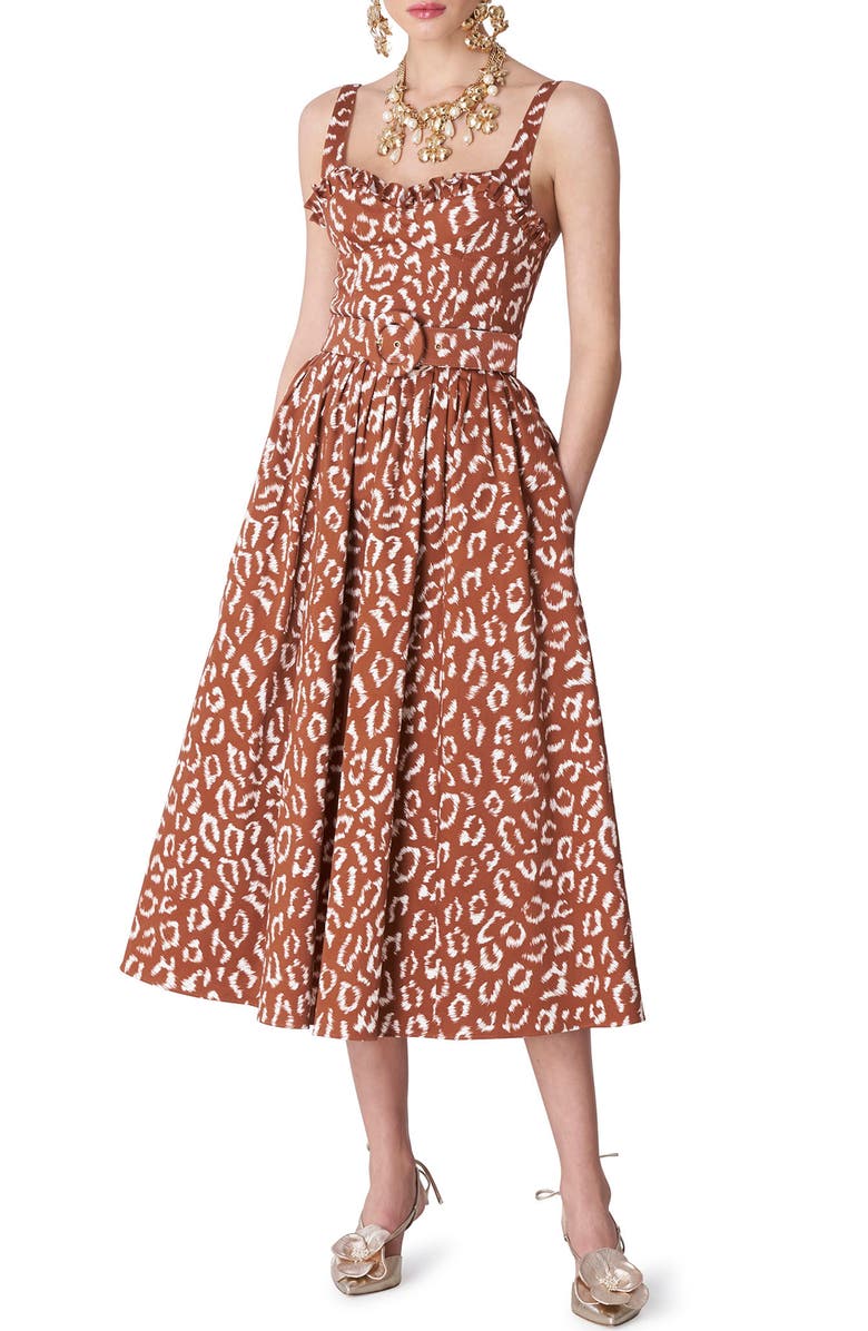 Carolina Herrera Animal Print Sundress, Main, color,