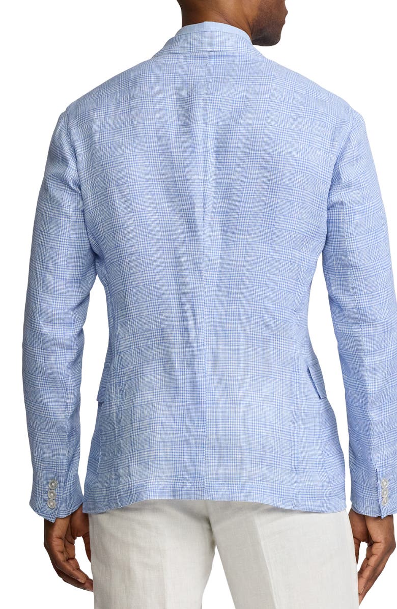 Ralph Lauren Purple Label Glen Check Single Breasted Linen Sport Coat, Alternate, color, Cornflower Blue/ White
