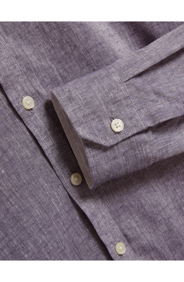 Ted Baker Prynn Regular Fit Linen & Cotton Button-Up Shirt, Alternate, color, Navy