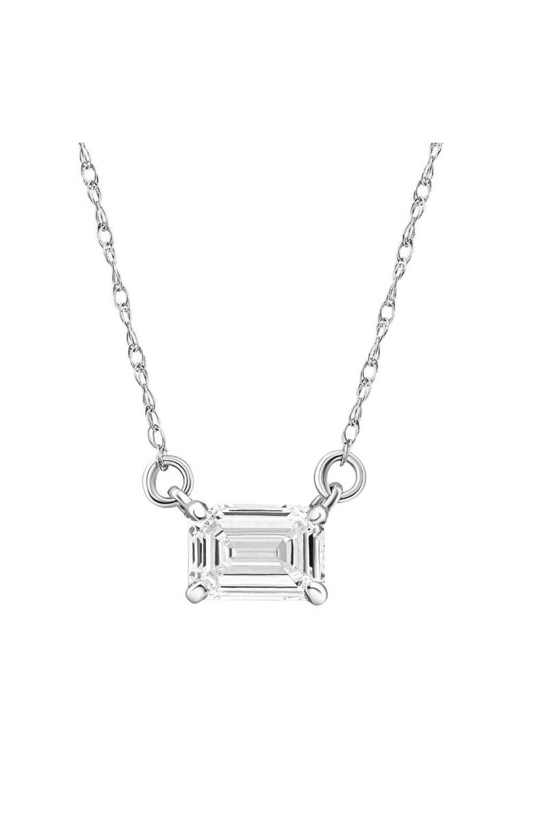 Bliss Diamond 3/4Ct Emerald Cut Diamond White or Yellow Gold Pendant 18" Necklace Lab Grown, Main, color, White Gold