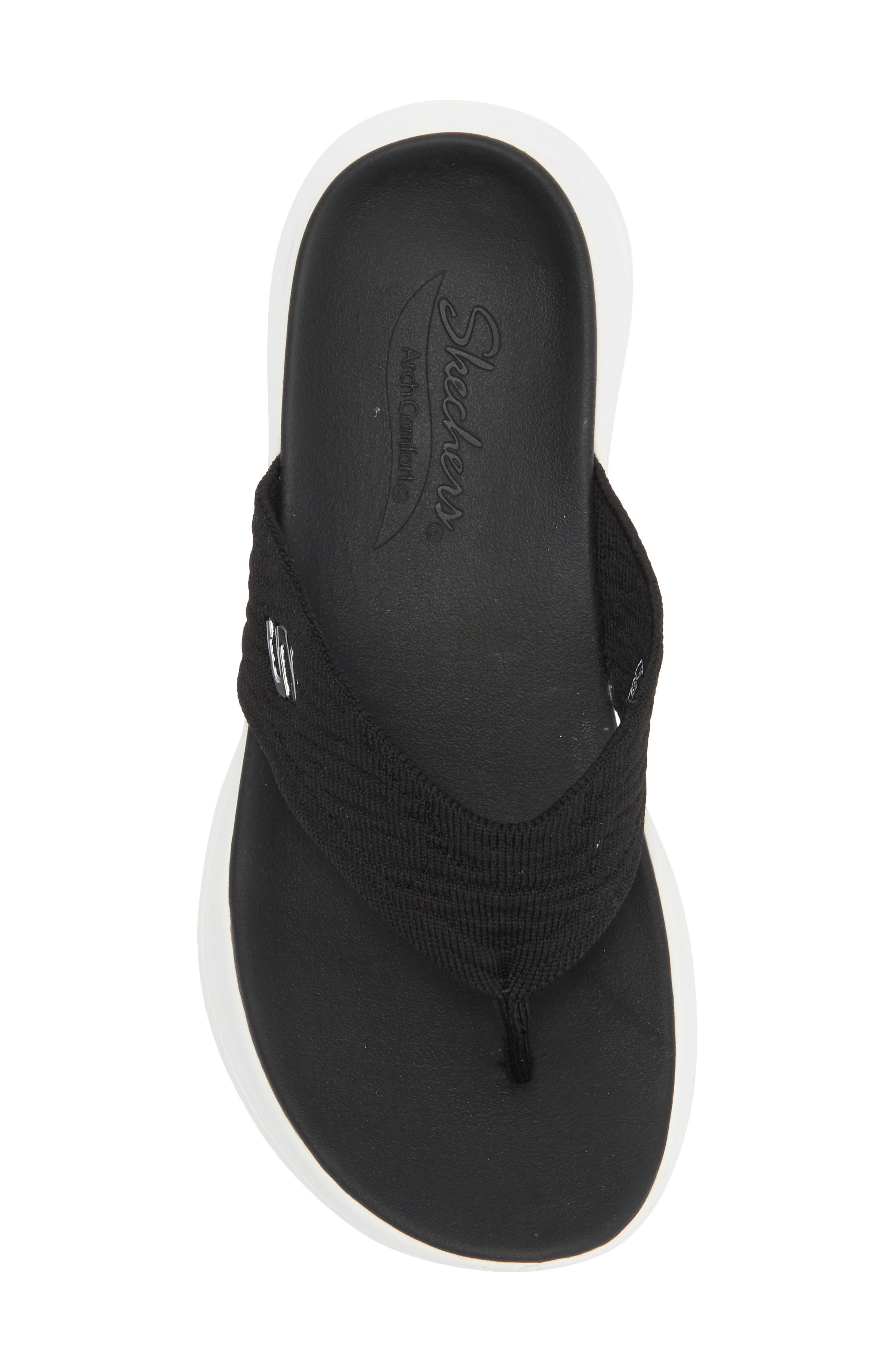 SKECHERS Kamaryn Thong Sandal, Alternate, color, Black/ White