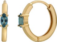 Bony Levy London Blue Topaz Huggie Hoop Earrings