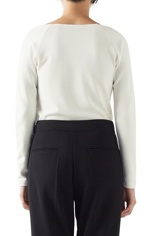 Lk Bennett Anabella Long Sleeve Jersey Top In Ivory