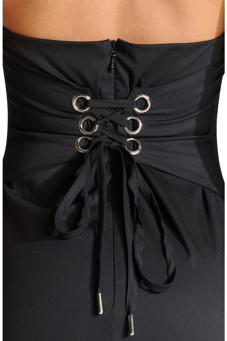 Halter Corset Side Slit Dress, Alternate, color, BLACK
