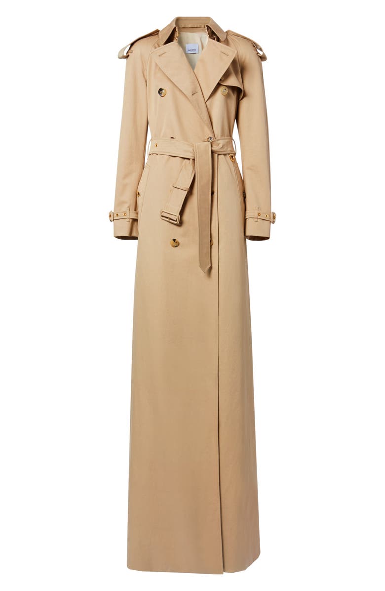 Burberry Check Lined Maxi Trench Coat, Alternate, color, 