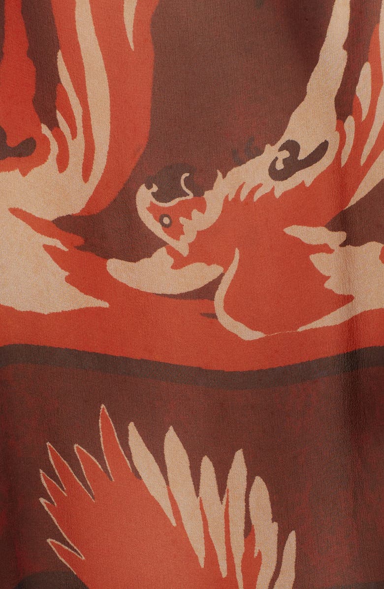 Fendi Parakeet Print Cold Shoulder Silk Dress, Alternate, color, 