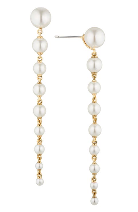Dot Dot Dot Imitation Pearl Linear Drop Earrings