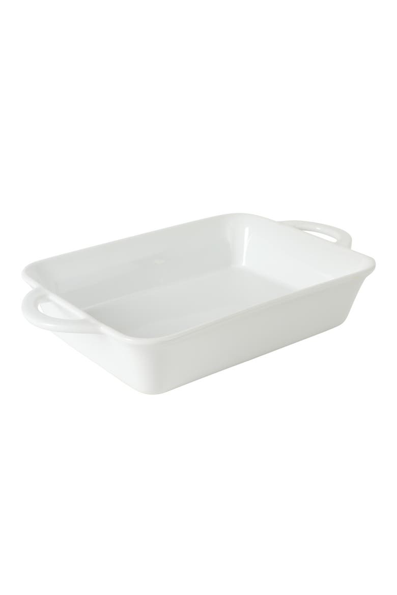 Gracious Dining Rectangular Stoneware Baking Dish with Handles, Alternate, color, White