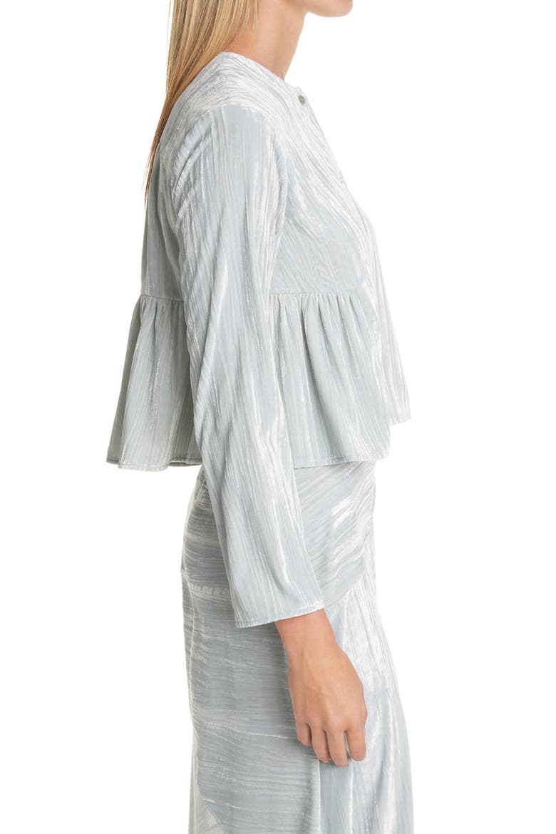 Ruched Long Sleeve Textured Velvet Blouse, Alternate, color, PALE SEA GLASS