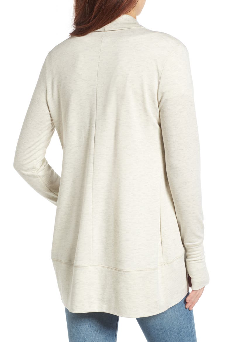 Jersey Thumbhole Cardigan, Alternate, color, HEATHER LIGHT GREY