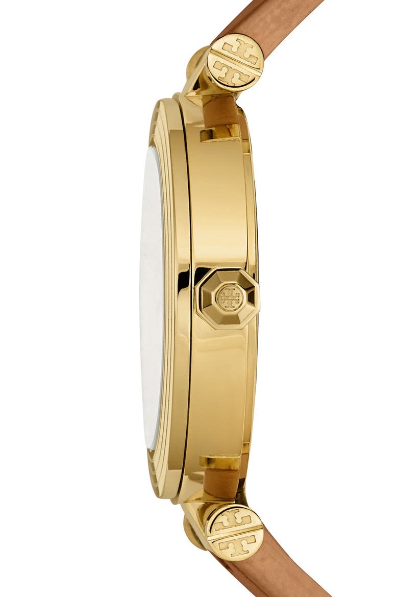Leather Strap Watch, 35mm, Alternate, color, LUGGAGE/ IVORY