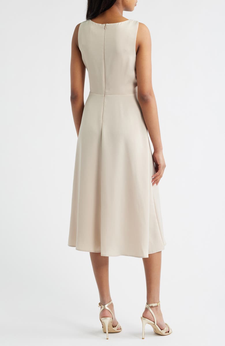 Connected Apparel Sleeveless Satin Midi Dress, Alternate, color, Champagne