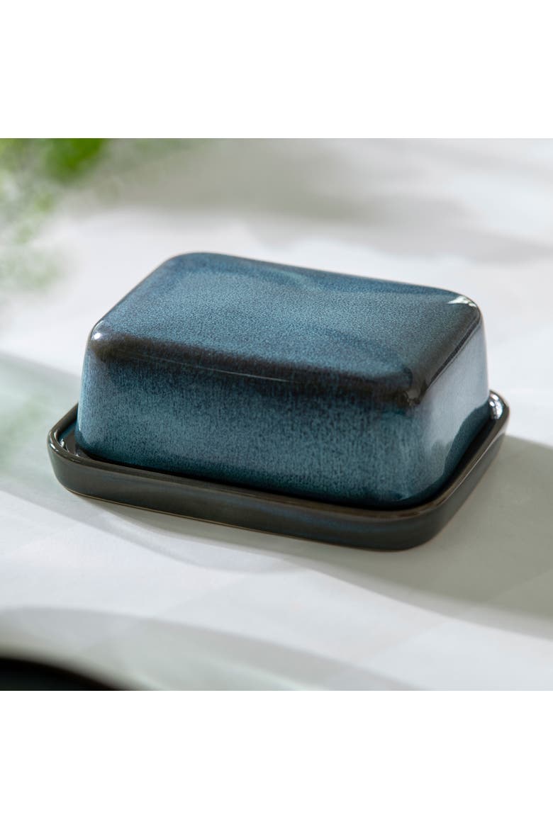 Lave Glace Covered Butterdish, Alternate, color, Blue Green