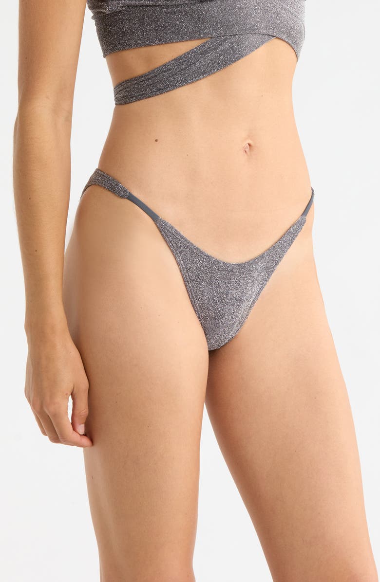 free-est by Free People Blair Metallic Bikini Bottoms, Alternate, color, Pavement