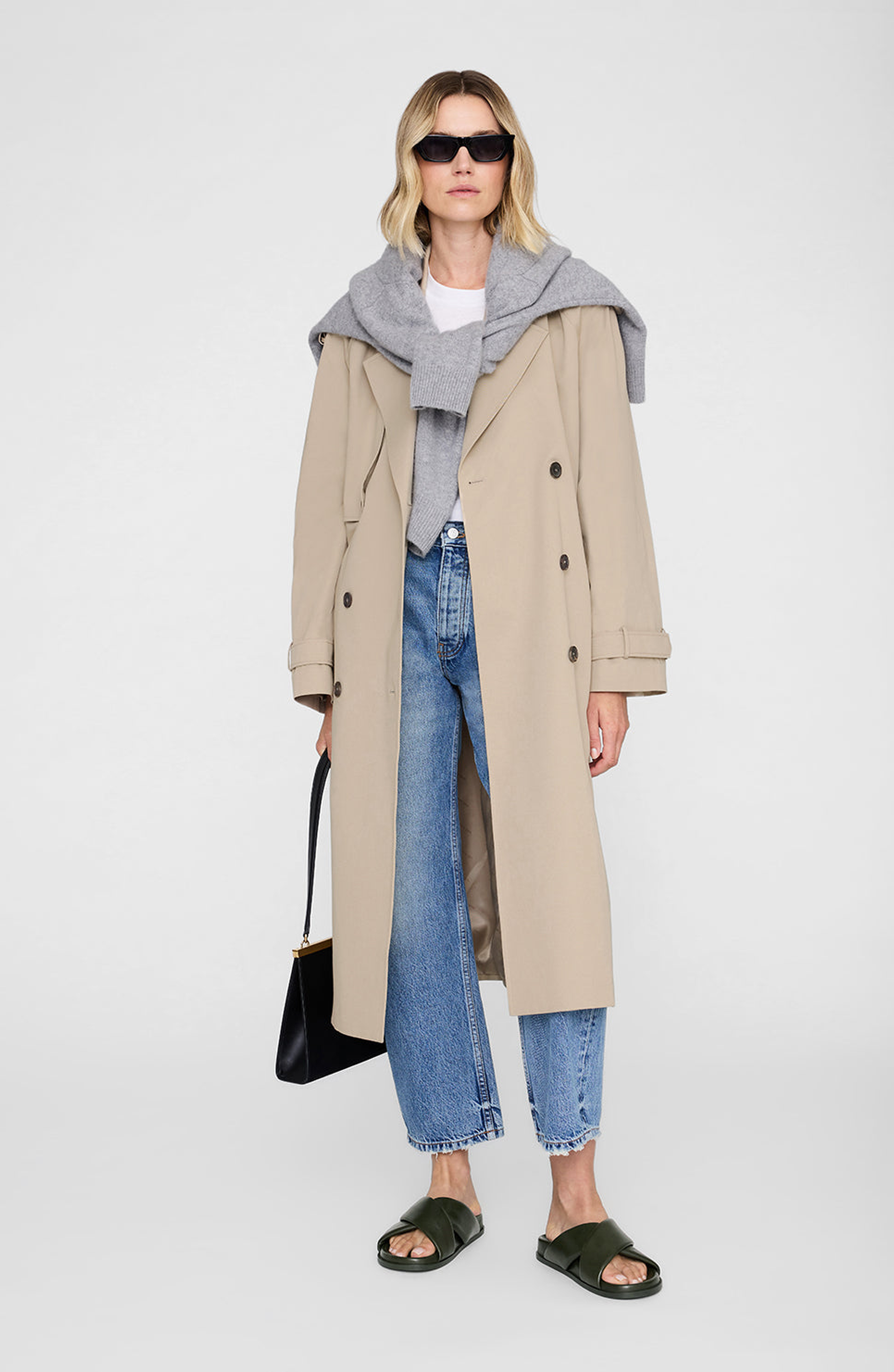 ANINE BING Emi Slides, Alternate, color, Olive