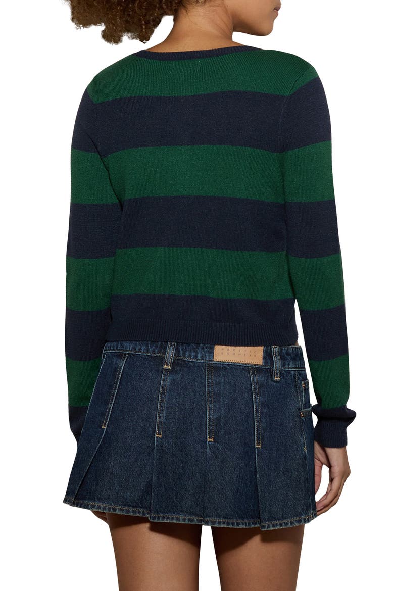 Marley Cardigan, Alternate, color, GREEN/ NAVY STRIPE
