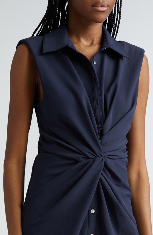 Cinq À Sept Catalina Sleeveless Twisted Midi Shirtdress In Blue