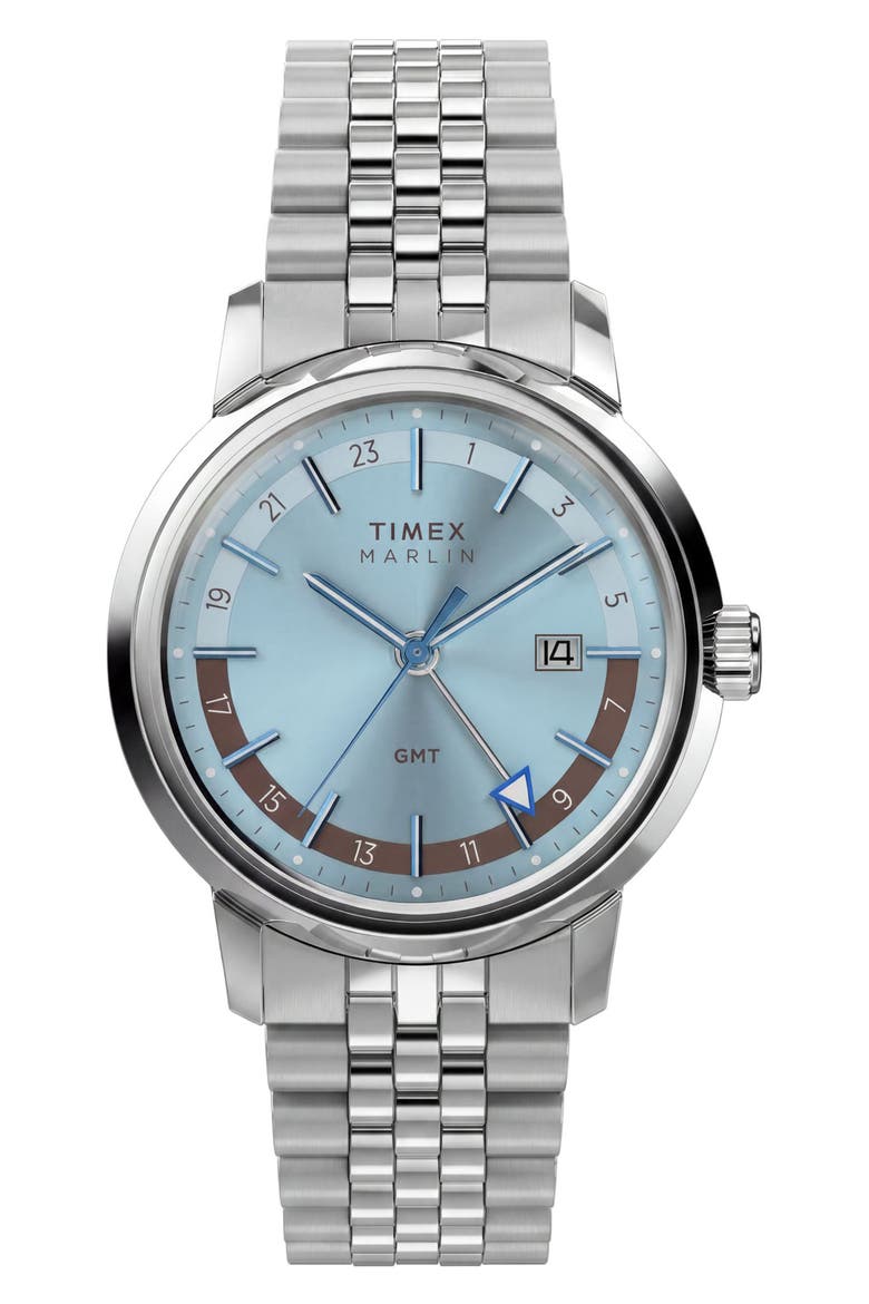 Marlin GMT Stainless Steel Bracelet Watch, Main, color, SILVER