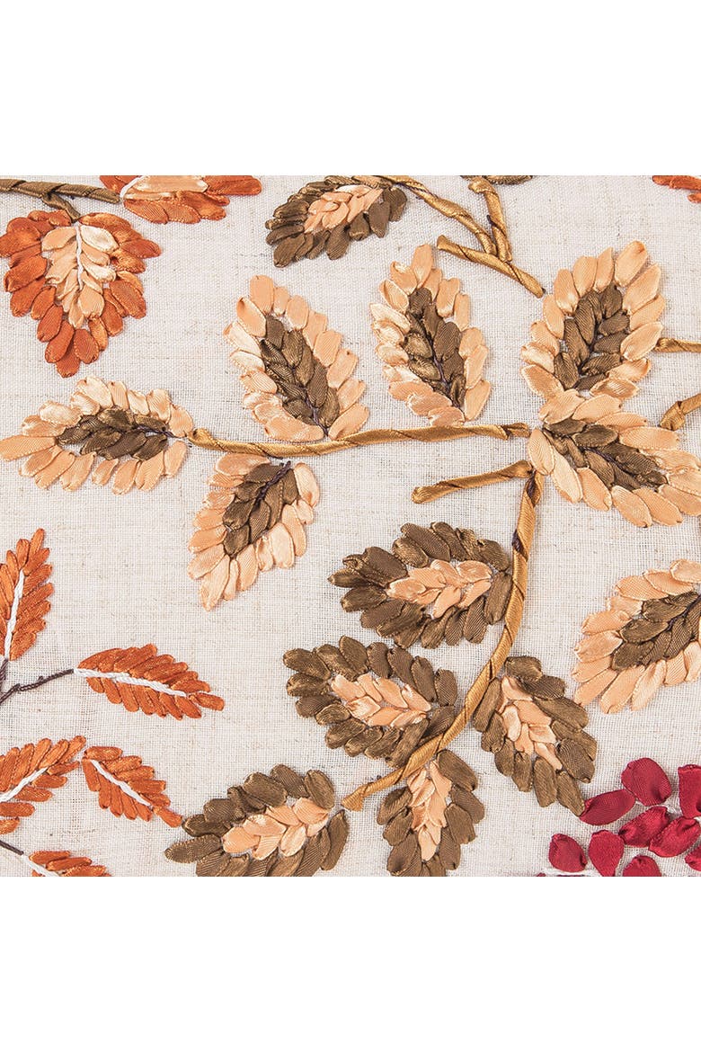 Autumn Floral Leaves Handcrafted Small Long Accent Pillow 12" x 18", Alternate, color, Orange