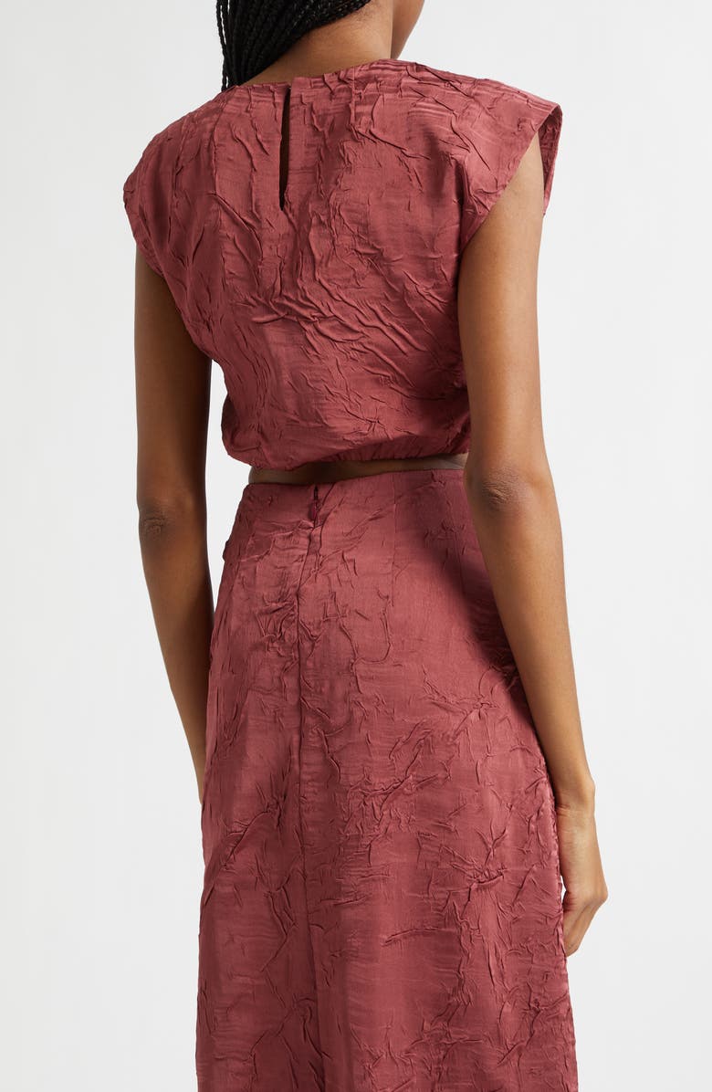 Ulla Johnson Gisella Crinkle Satin Crop Top, Alternate, color, Fig