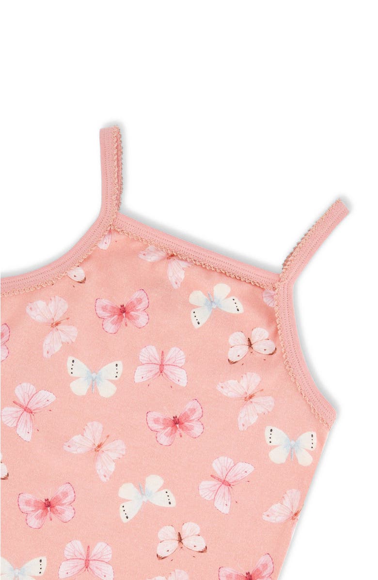 Deux par Deux Girl's Printed Organic Cotton Tank Top Pink And Blue Butterflies On Old Pink, Alternate, color,