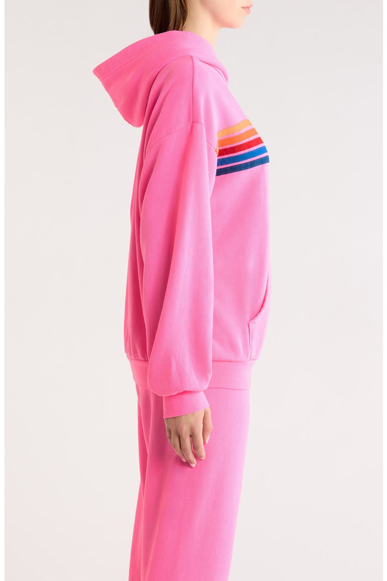 5 Stripe Hoodie, Alternate, color, NEON PINK