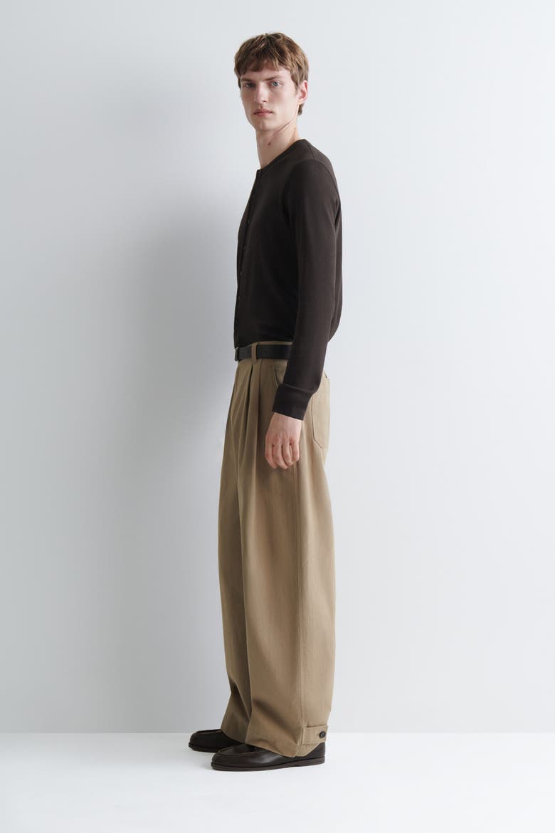 Slim Ribbed Cotton Cardigan, Alternate, color, BROWN