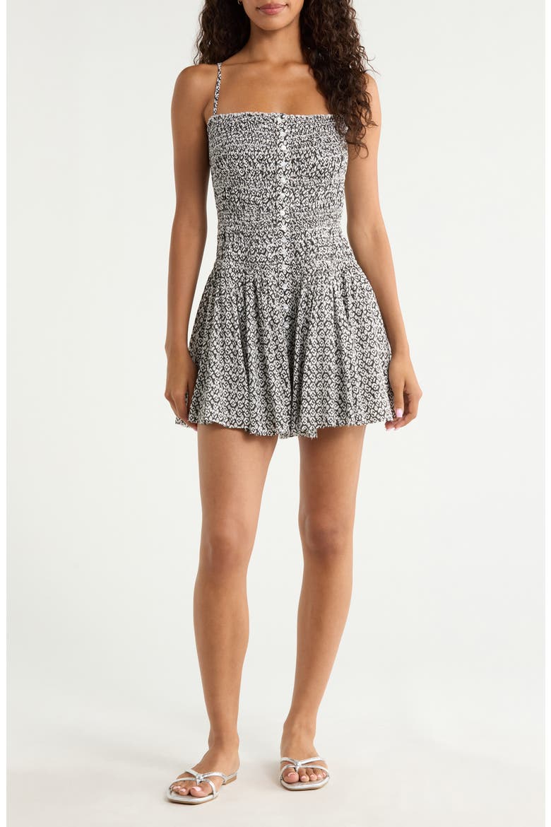 Smock Floral Print Cover-Up Minidress, Main, color, BLACK ZINA