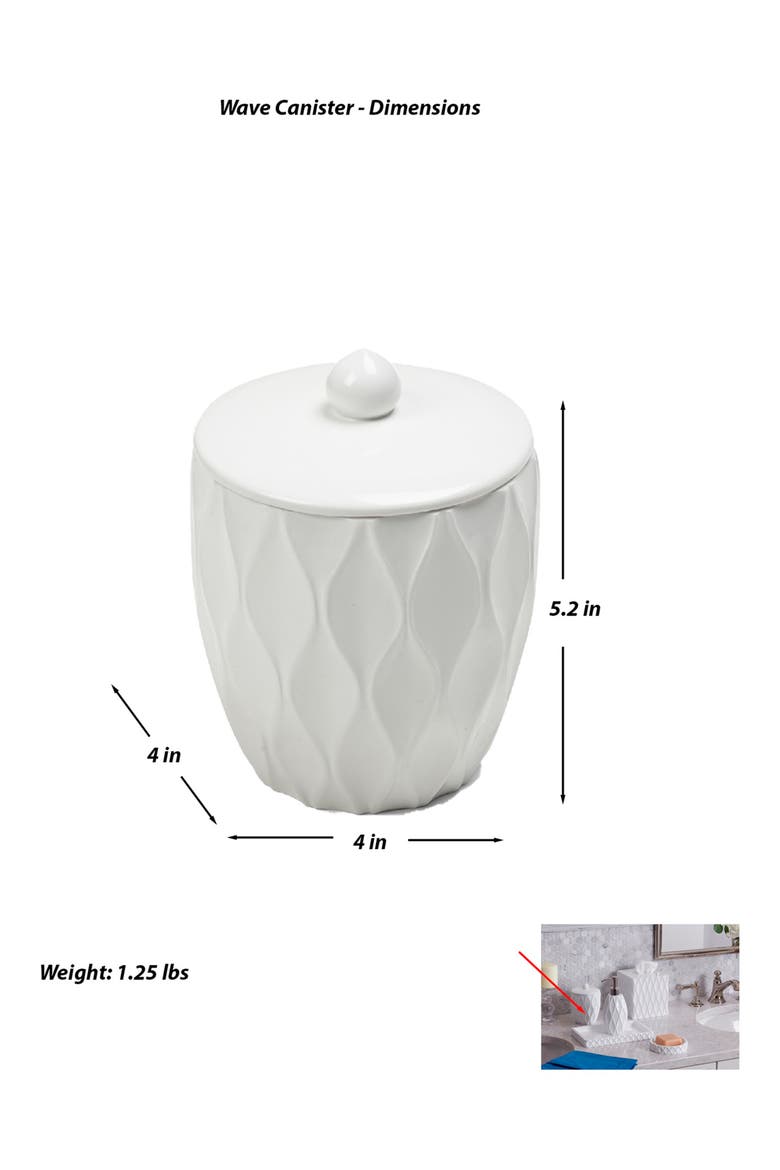 Wave Bathroom Canister, Alternate, color, WHITE RESIN