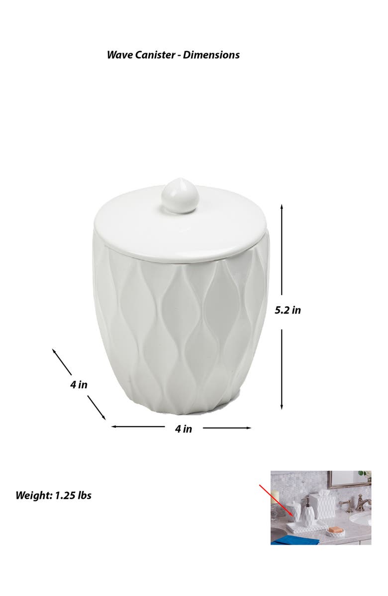ROSELLI TRADING COMPANY Wave Bathroom Canister, Alternate, color, White Resin