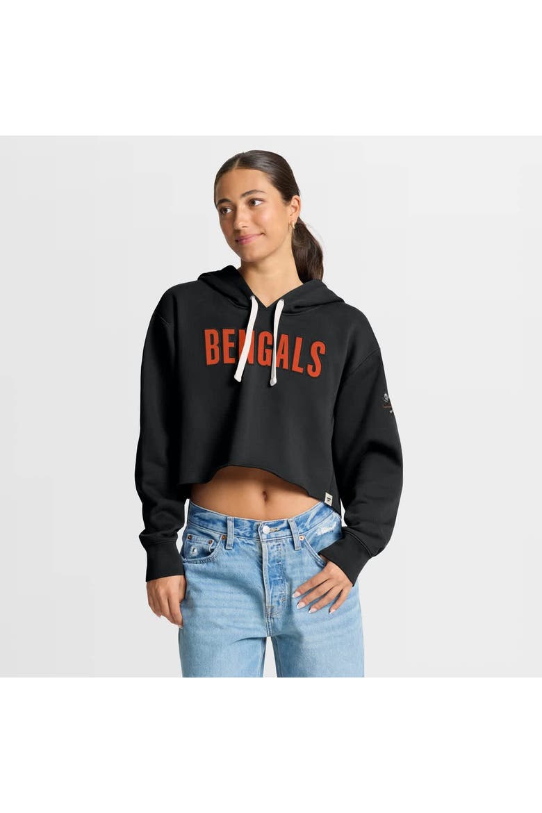 Women's Fanatics Black Cincinnati Bengals Oversized Hometown Heritage Cropped Hoodie, Main, color, Black