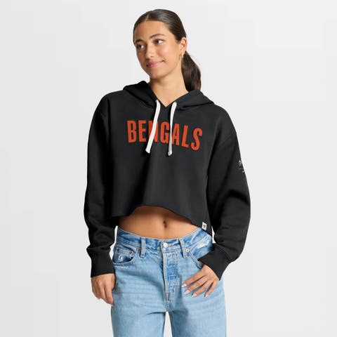 Women's Fanatics Black Cincinnati Bengals Oversized Hometown Heritage Cropped Hoodie