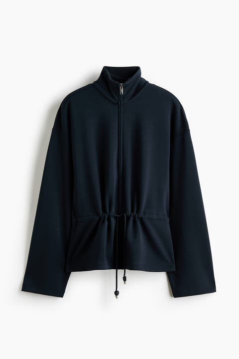 Drawstring-detail Zip-through Sweatshirt