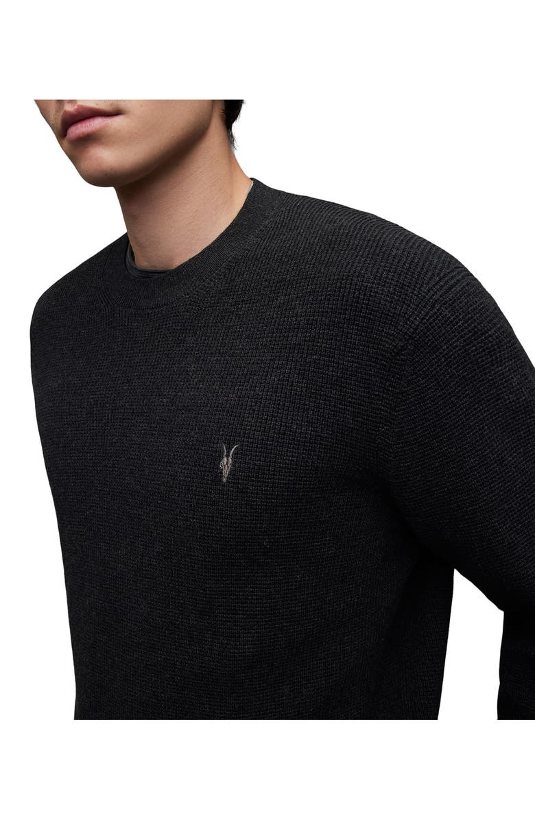AllSaints Thermal Cotton & Wool Crewneck Sweater, Alternate, color,