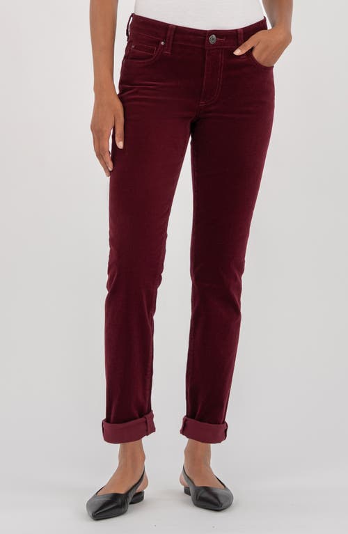 Kut From The Kloth Catherine Stretch Cotton Corduroy Boyfriend Pants In Burgundy