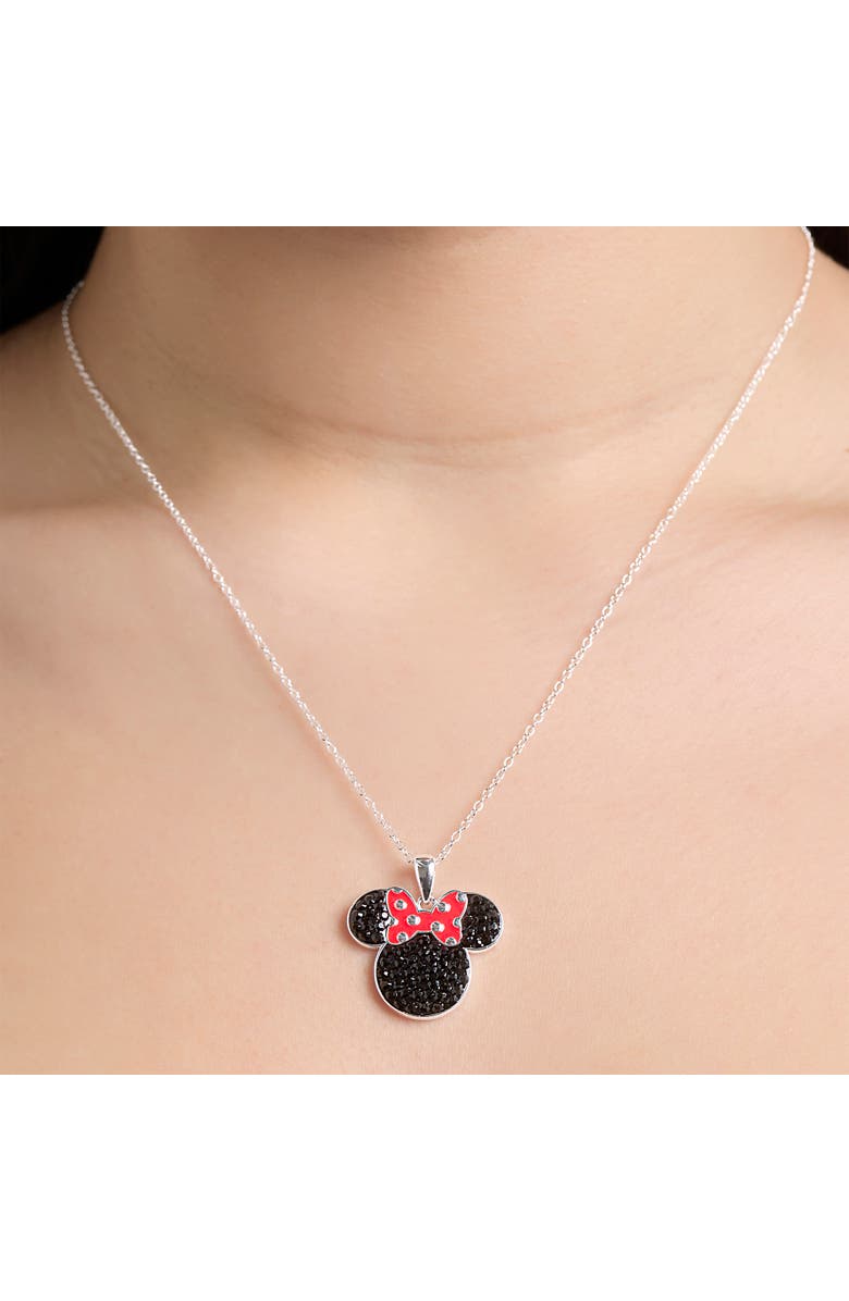 Disney Red Bow Pendant Necklace, Alternate, color, Silver/Black/Red