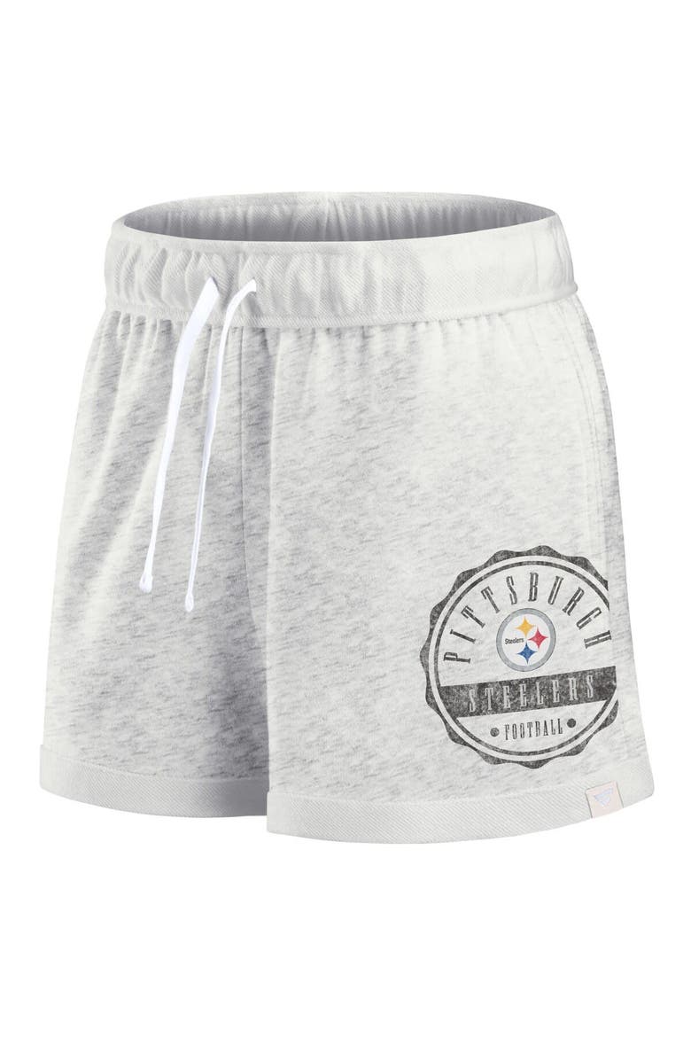 Women's Fanatics Branded Oatmeal Pittsburgh Steelers Vintage Badge Shorts, Alternate, color, Oatmeal