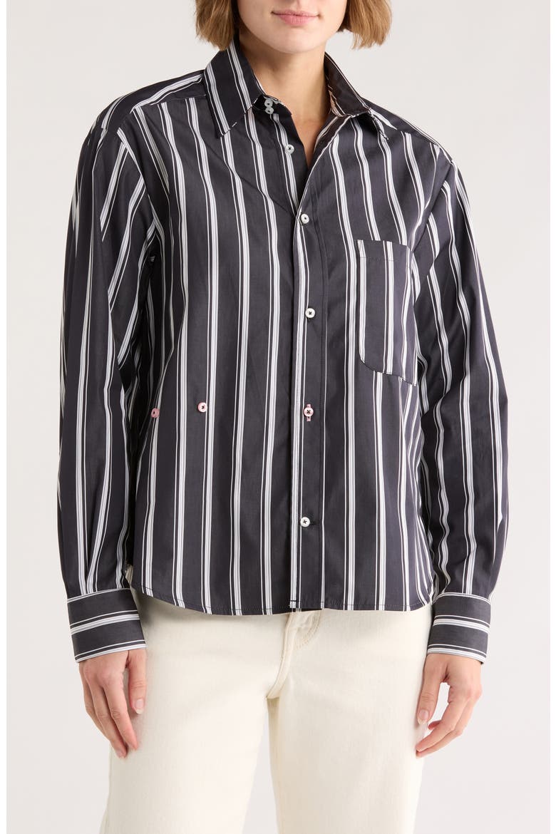 The Daily Cotton Button-Up, Main, color, SHADOW STRIPE