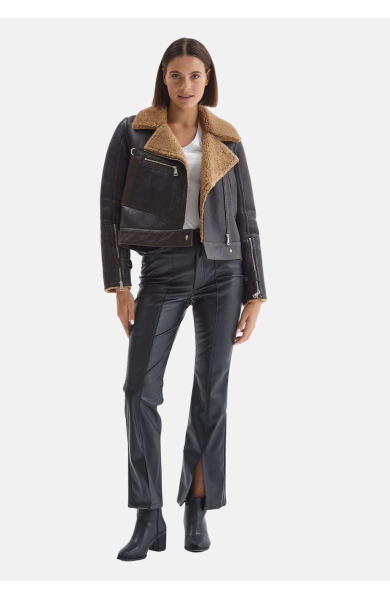 Furniq UK Eloise Shearling Jacket, Main, color, Brown