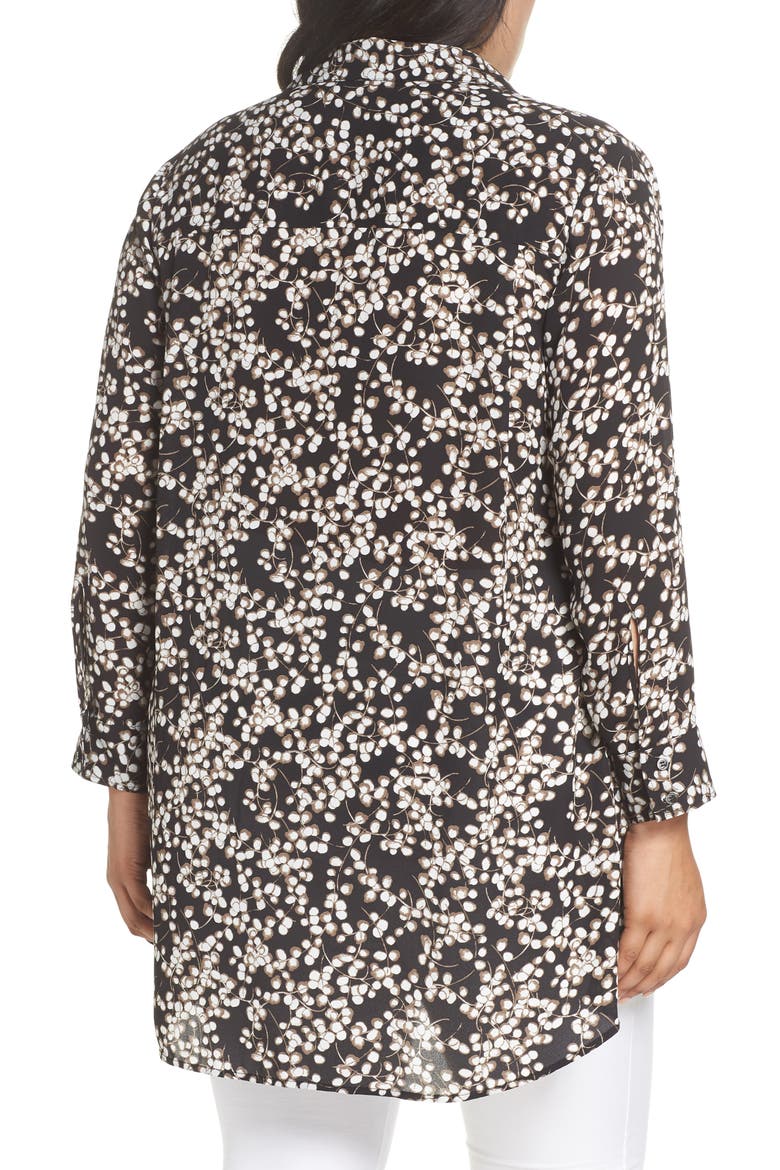 High/Low Tunic, Alternate, color, BLACK-BROWN BRANCHES PRINT