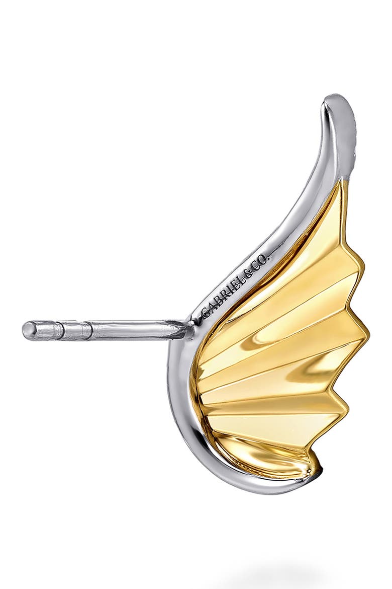 14k Gold Diamond Wing Stud Earrings, Alternate, color, 14K YELLOW/ WHITE GOLD