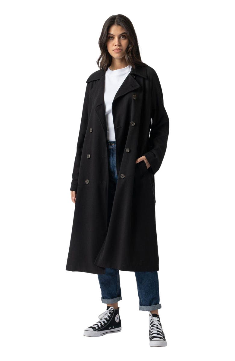 Saint + Sofia Marion Double Breasted Trench, Main, color, Black