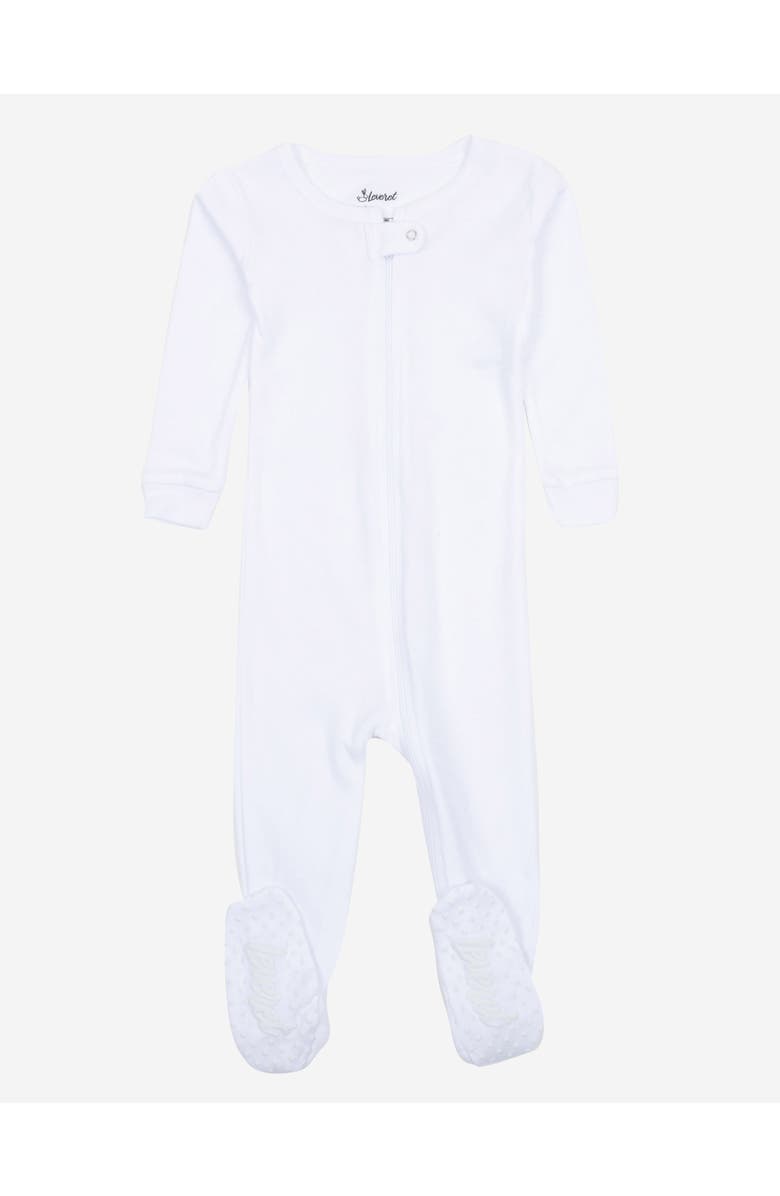 Leveret Footed Solid Cotton Matching Family Pajamas, Main, color, White