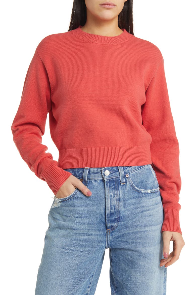 Relaxed Pima Cotton Blend Pullover Sweater, Main, color, RED CRANBERRY
