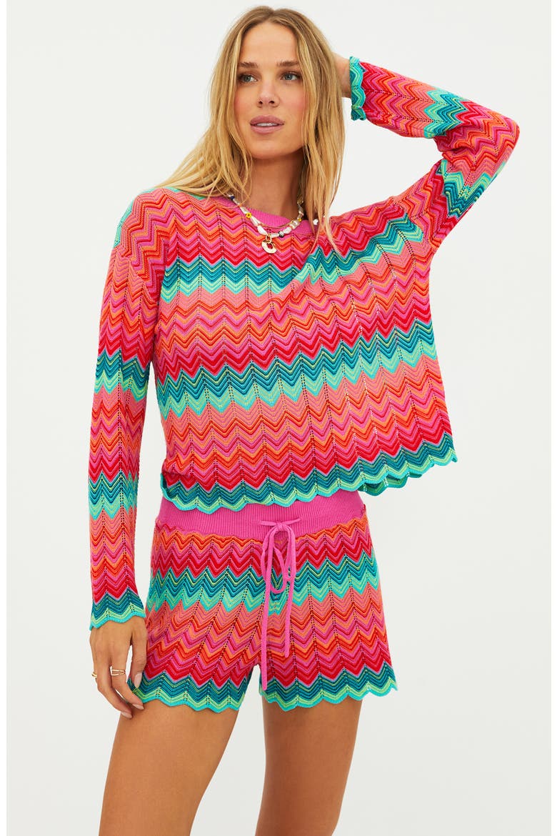 Beach Cover-Up Sweater, Alternate, color, PASSION