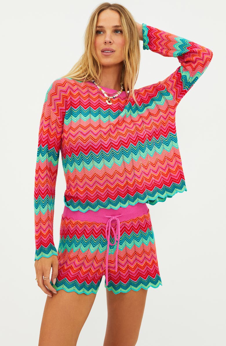 Beach Riot Beach Cover-Up Sweater, Alternate, color, Passion