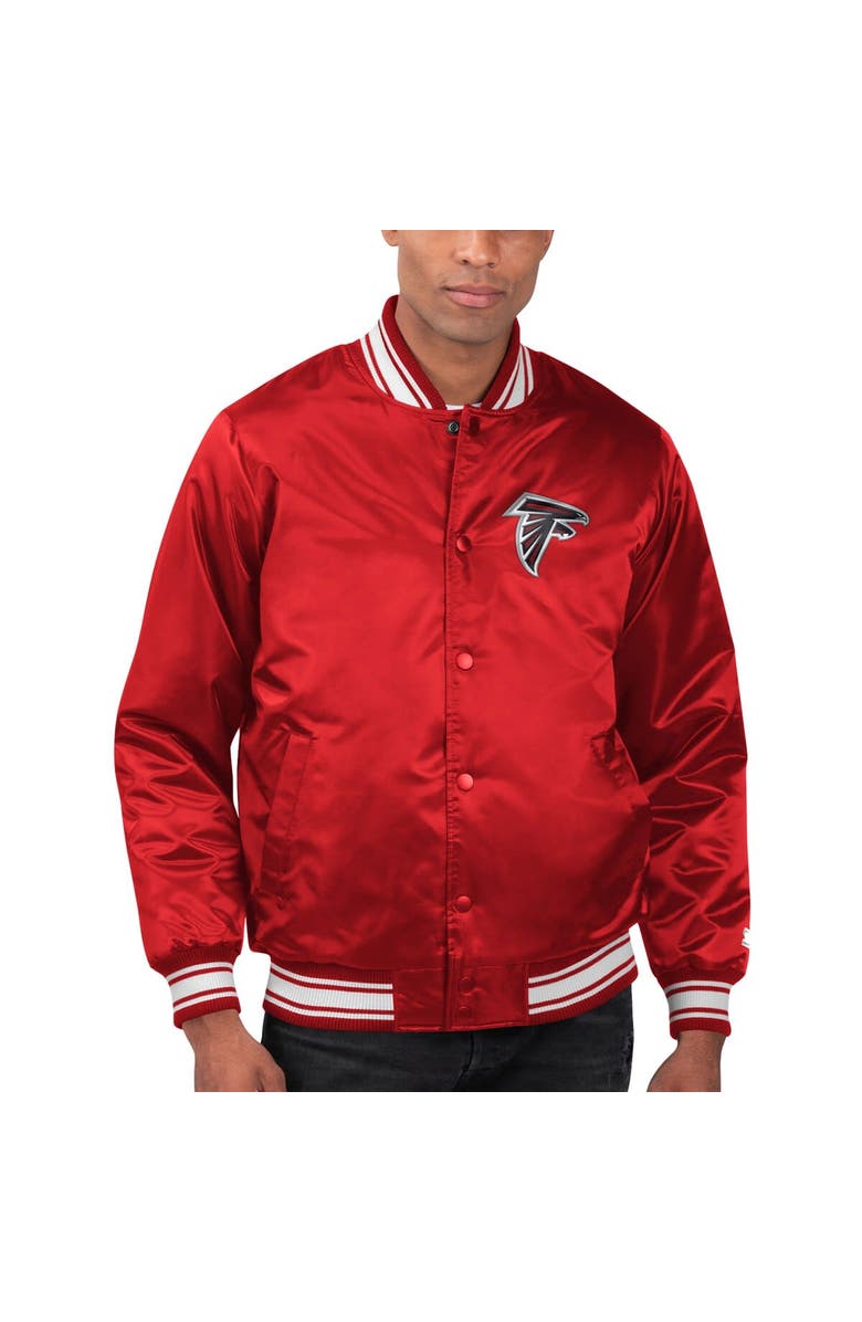 STARTER Men's Starter Red Atlanta Falcons Locker Room Satin Varsity Full-Snap Jacket, Main, color, Red